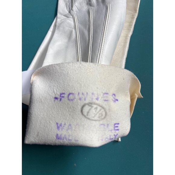 VTG Fownes Womens Ivory Kid Leather Gloves 7.5 Unlined Italy NWT - Picture 3 of 3